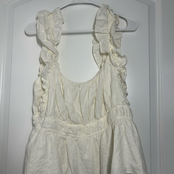 Abercrombie & Fitch White Ruffled Linen Blend Peplum Blouse size extra large - Picture 5 of 11
